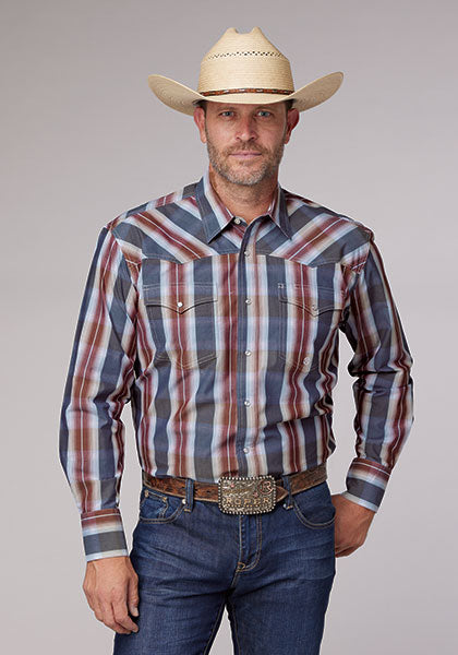 CL03-001-0278-4053- Mens Roper L/S Shirt Flag Ombre Plaid