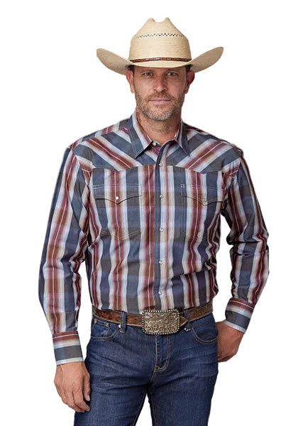 CL03-001-0278-4053- Men's Roper L/S Shirt Flag Ombre Plaid