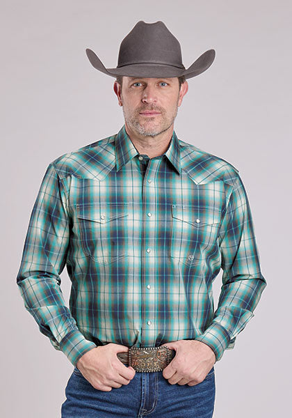 CL03-001-0778-7038-MT-Blue Men's Roper Bluejay Plaid L/S Shirt