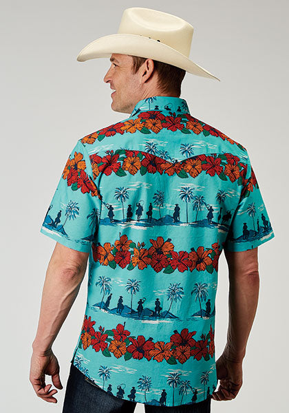 CL03-002-0064-0318 Mens S/S Roper Shirt Hawaiian Print