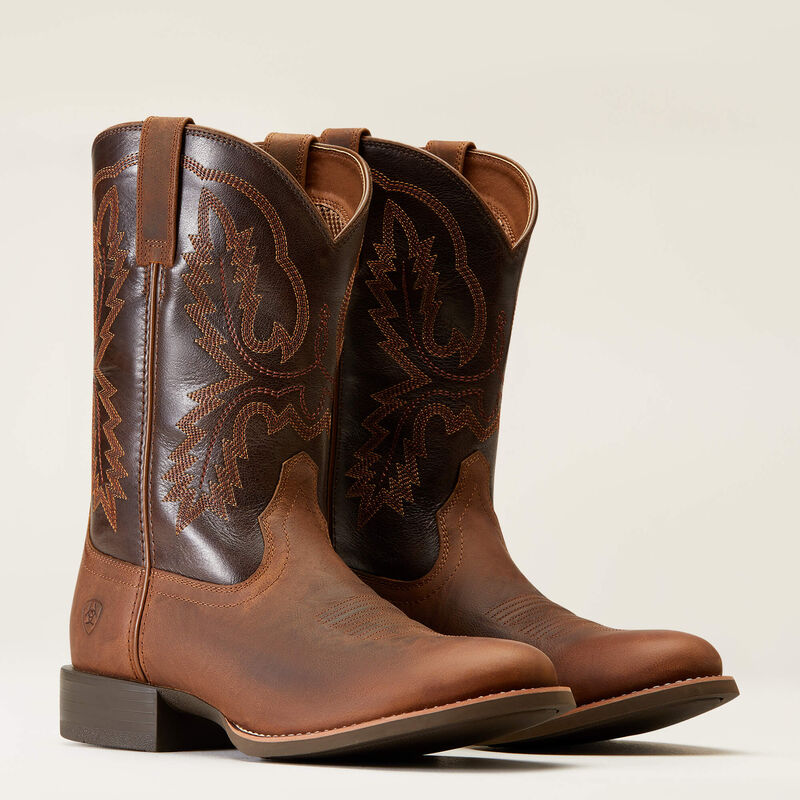 CL10046871-Ariat Men's Sport Cowboy Boot - Stratten Sorrel Crunch Brown