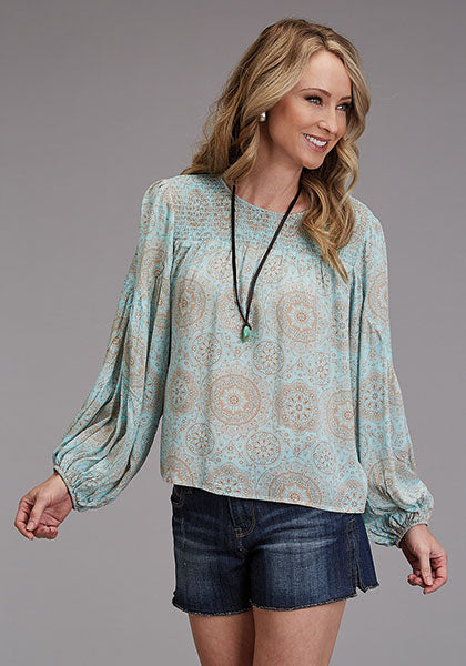 CL11-050-0590-2015 Womens Floral Rayon Blouse L/S