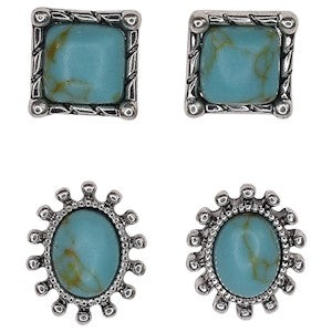 BG24026EJ1 Earrings- 2pc Set Turquiose Stone