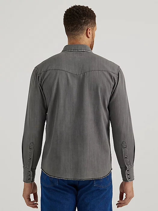 CL112345071 Mens Wrangler L/S Gray Denim Snap