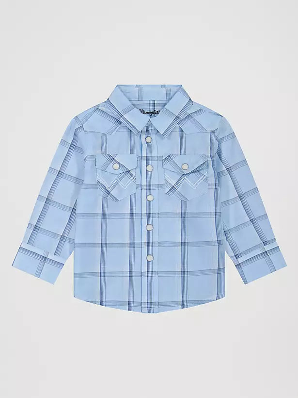 CL112381493-Wrangler Baby Boys Plaid L/S Snap Shirt