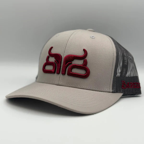 CLCAP4--Gry/Wine Baredown Cap Raised Logo