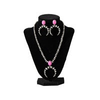 BGD4500213279 Necklace/Earing Set Navajo Pearl - Pink