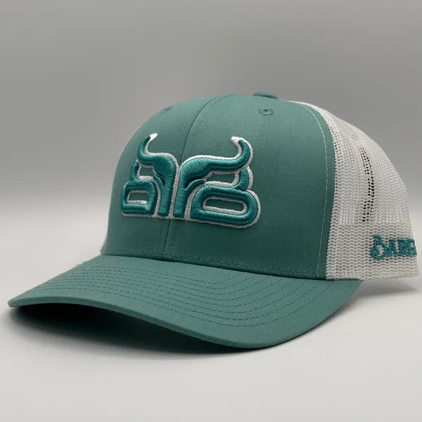 CLCAP4--Teal/Wht Baredown Cap Curved