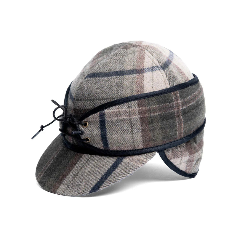 CL1-1702A-7 1/8-Grn/Tan Cap Railroad Wool Blend Plaid