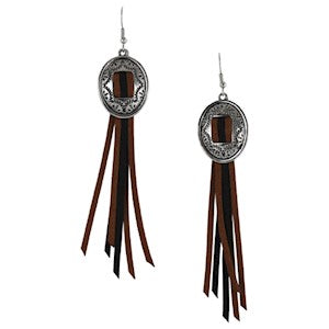 BG22064EJ2 Earrings -Embossed Concho w/Suede Frindge