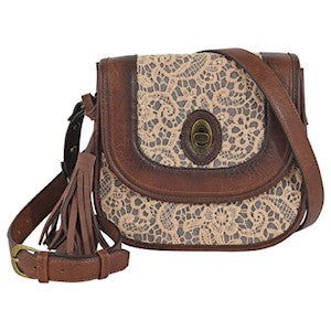 BG22104531 Justin Ladies Saddle Bag Burnished Brown w/Lace