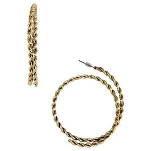BG22123EJ2GLD Earrings-Rope Motif Hoops Gold