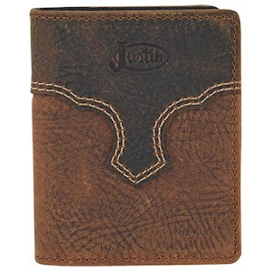 BG22125783W4 Justin Card Wallet Weathered Leather w/Yoke
