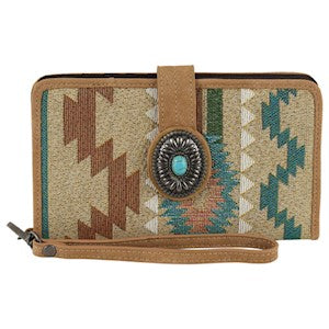 BG24018516W Wallet-Justin Slim w/Wristlet Tan Jacquard w/Concho