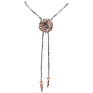 BG24061NJ1 Necklace - Silverstone Beaded Bolo w/Copper Flower