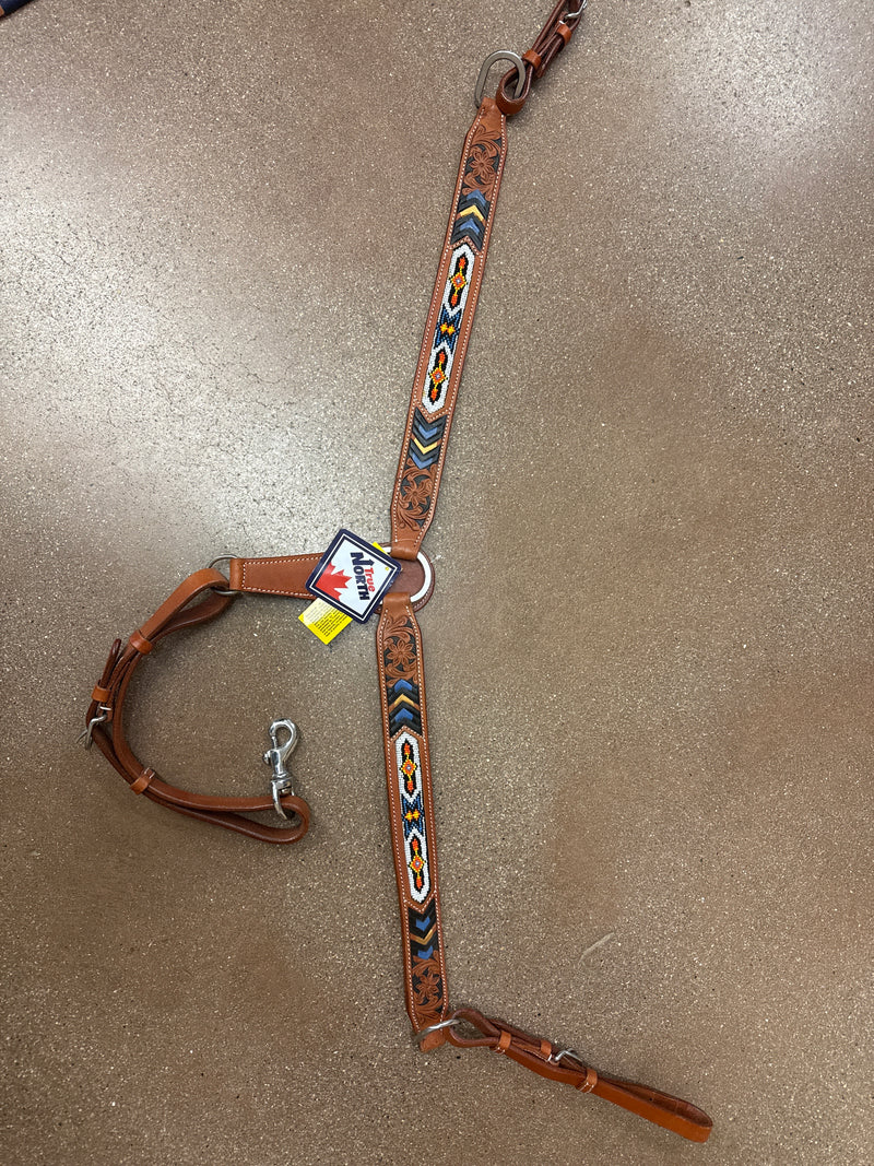 TKDZ5979 Breastcollar w/ Beads & Floral Carving