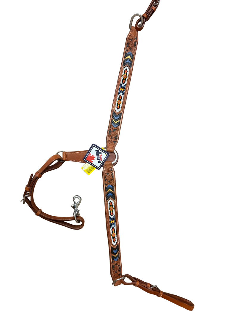 TKDZ5979 Breastcollar w/ Beads & Floral Carving