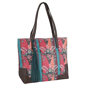 BG22035600 Catchfly Tote Bag Longhorn Steers Corral/Turq