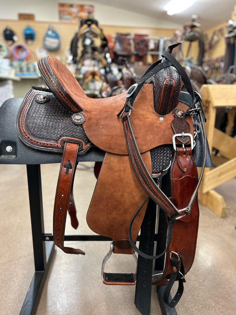 TK50047 NORTH ROCK Barrel Saddle 15" 1/4 Tooled