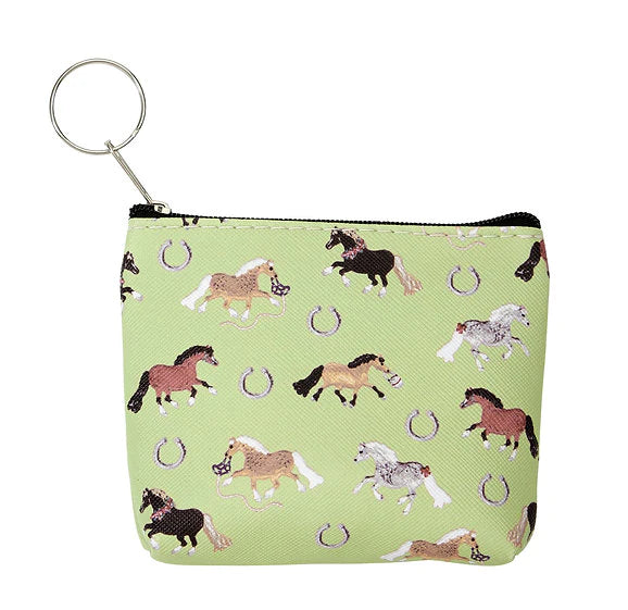 BGGG623--Green Lila Puff Pony Coin Purses