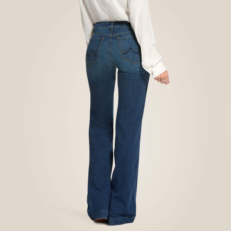 CL10027695 Ariat Ladies Jeans Trousers-Mid Rise Stretch Kelsea Wide Leg Jean