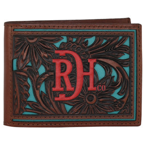 BG23225881W5 Red Dirt Bifold Wallet Tooled w/ Turq Inlay