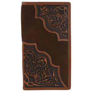 BG24025566W1 Men's Tony Lama Rodeo Wallet Suede w/ Floral Tooling