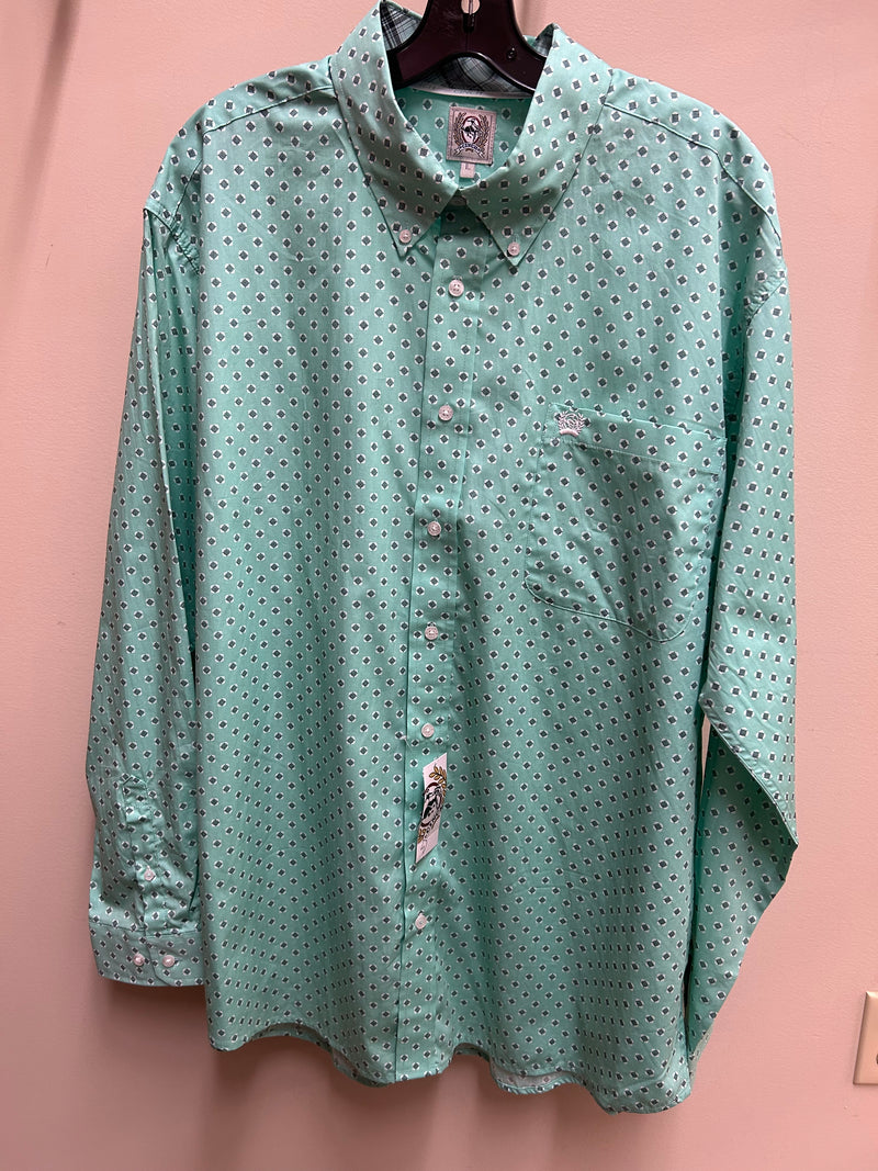 CLMTW1106117- Men's Cinch L/S Button up- Turquoise Geo Print