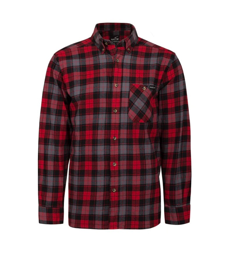 CLWK471-L-Red Nats Men's Plaid Flannel Shirt
