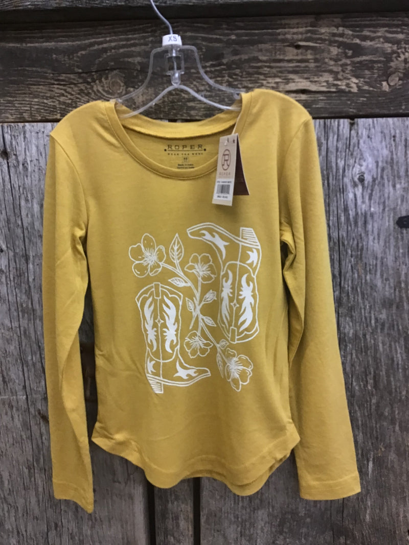 CL03-009-0513-1206 Girls Roper L/S Shirt w/ Cowboy Boots