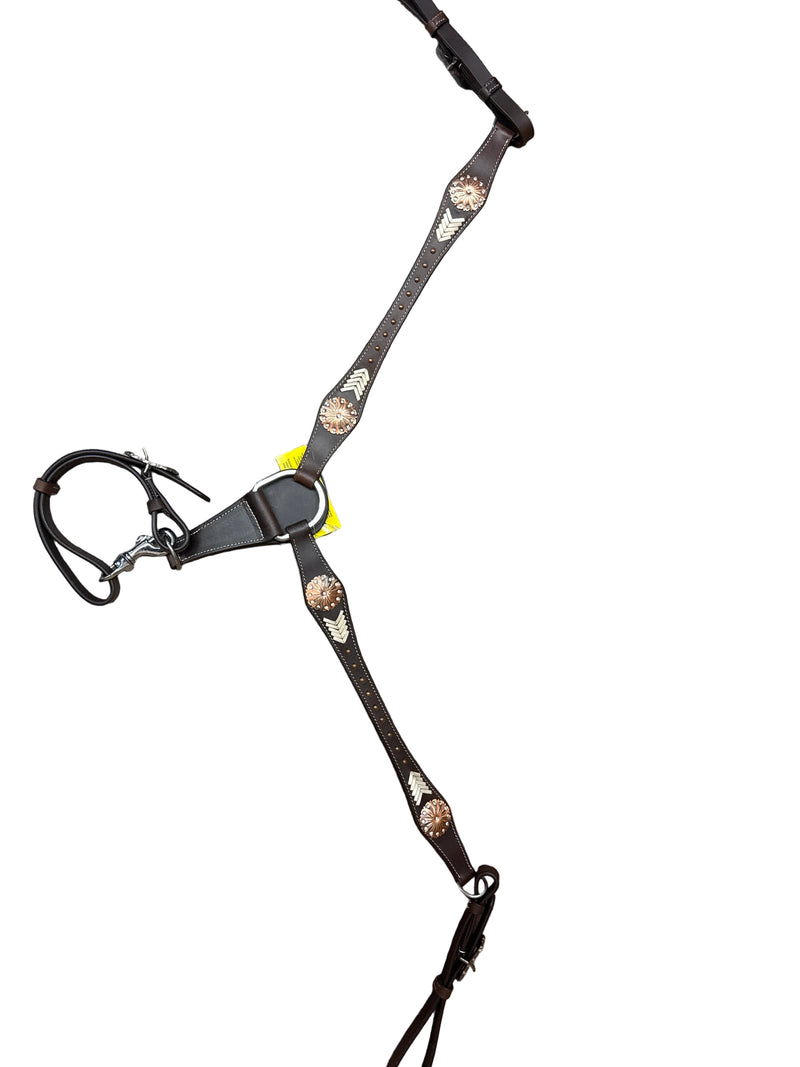 TKDZ5730 Breastcollar w/ RH Weave Spots & Cooper Concho