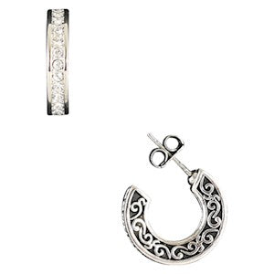 BG22011EJ Earrings- Horseshoe Hoops w/Rhinestones SM
