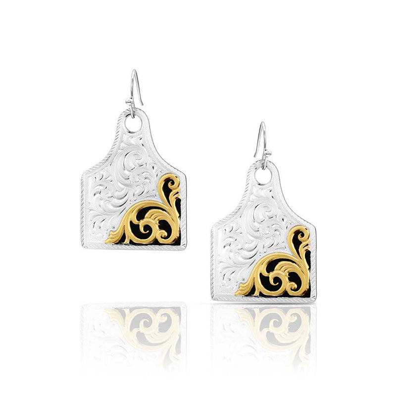BGER6504 Earrings - Cow Tag