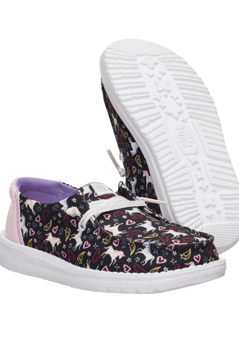 CL45132-0C4 Hey Dude Kids- Wendy Y Funk- Unicorn Stars- Black Multi