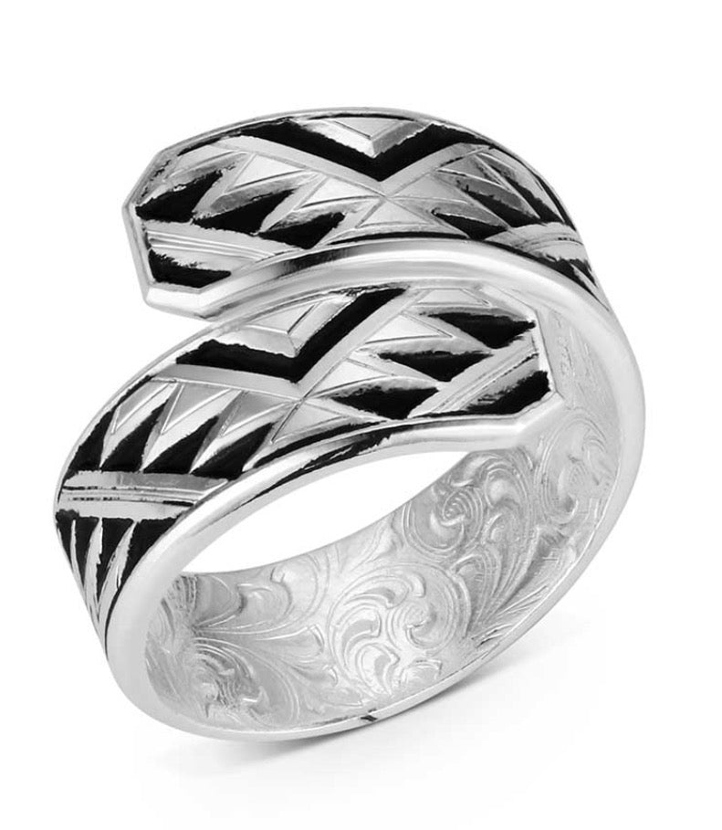 BGRG6062 Ring- Southwest Silver and Black