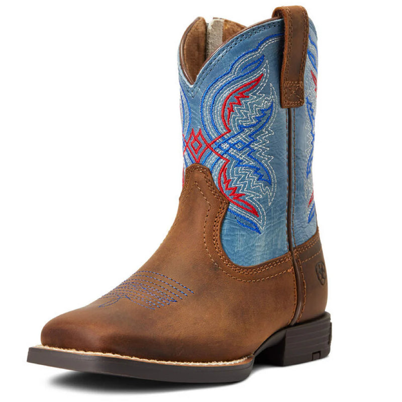 CL10040247-6-Blu/Red Ariat Youth Wide Square Toe Boot "Double Kicker"