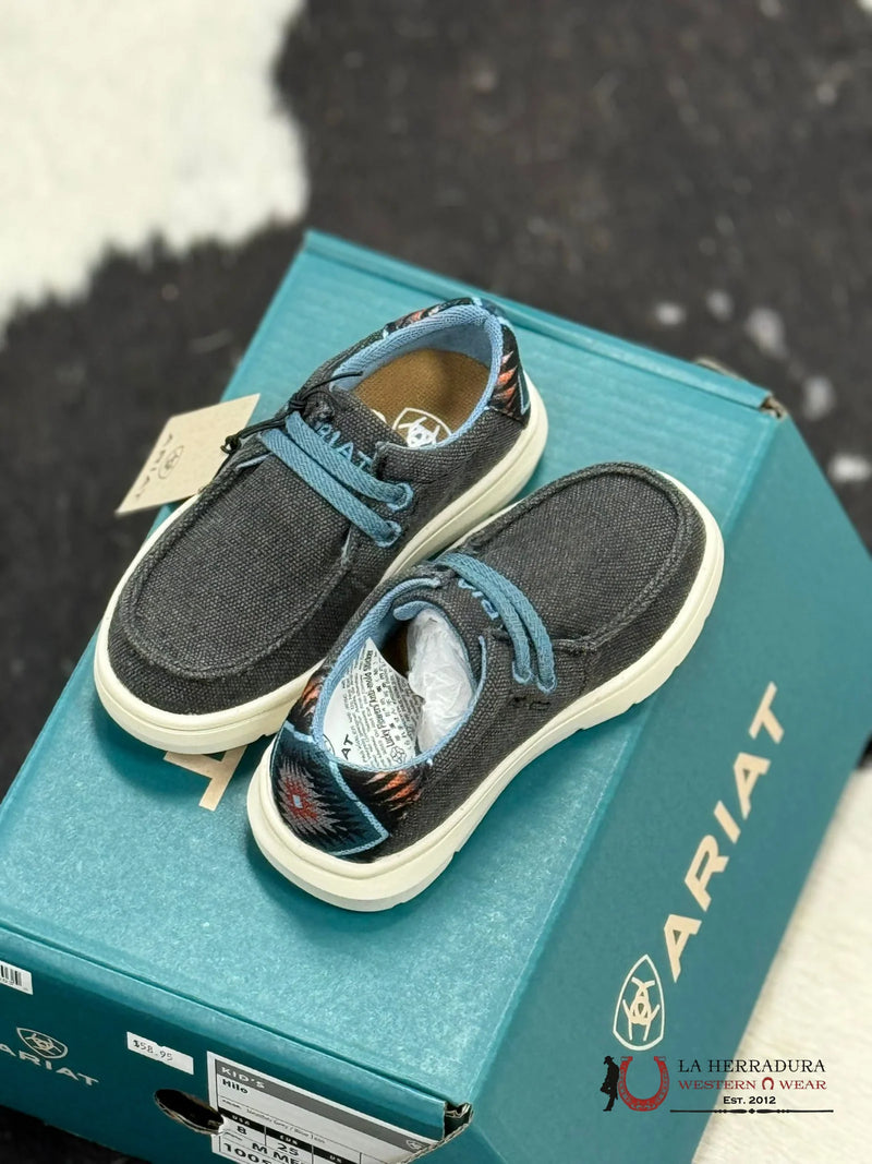 CL10050864 Ariat Youth Hilo Heatherr Grey/Blue Taos