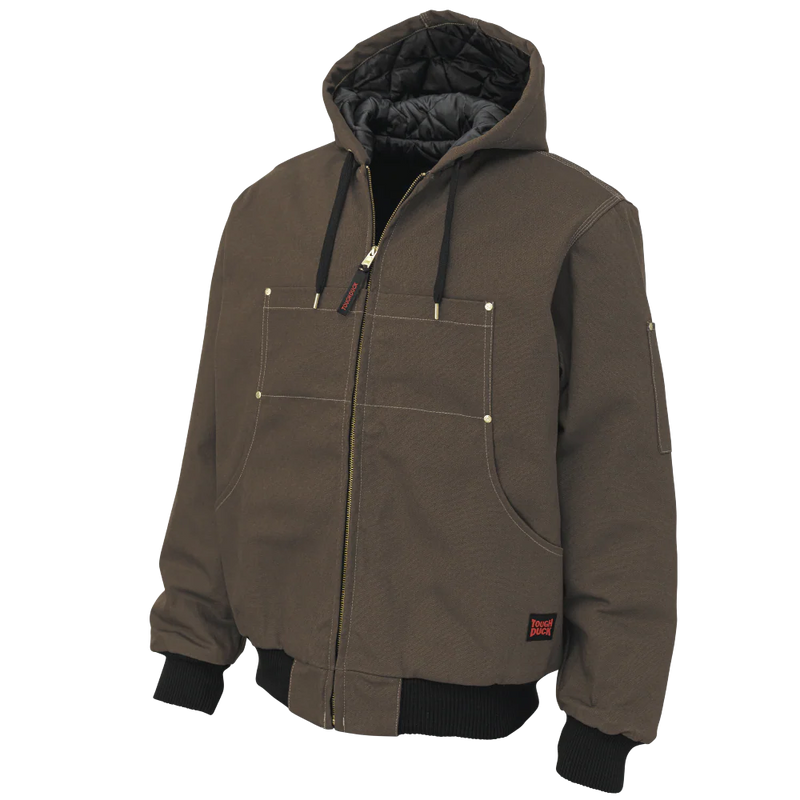 CLWJ301-L-Dk Brn Men's Hooded Bomber Jacket