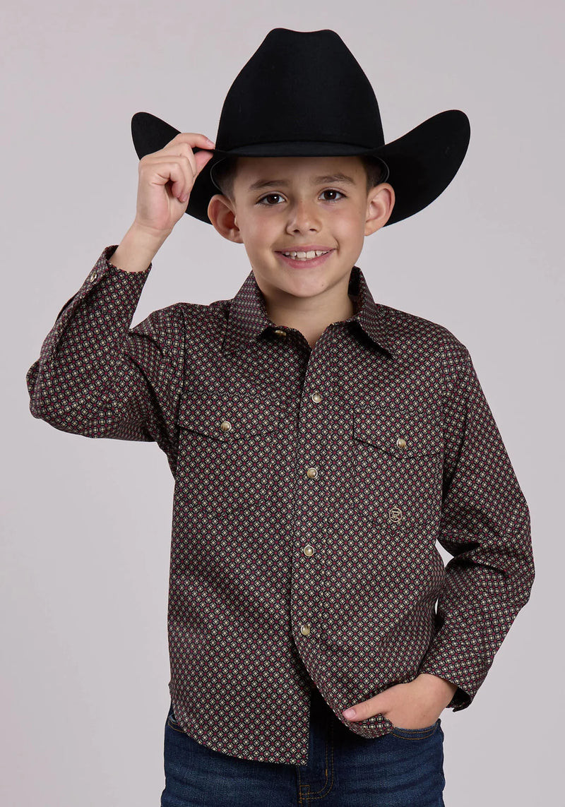 CL03-030-0225-1019 Boys Roper Shirt L/S Snap - Star Geo Print