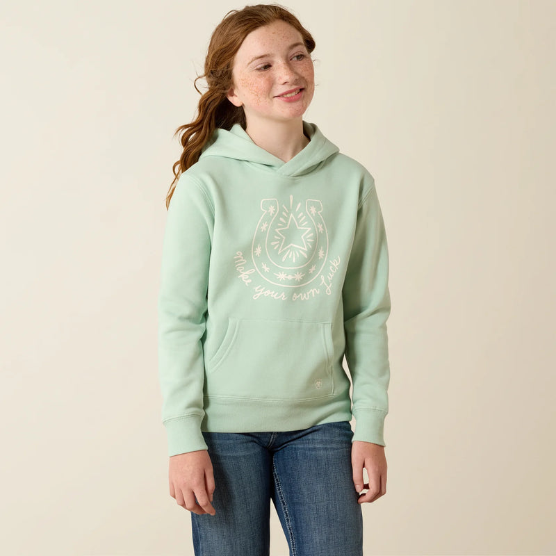 CL10071170 Ariat Girls Make Your Own Luck Hoodie-Silt Green