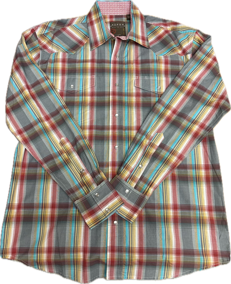 CL03-001-0278-5016 Mens L/S Shirt Roper - Multi Plaid