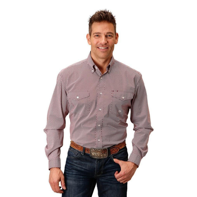CL03-001-0325-4026 Mens L/S Shirt Roper Climbing Diamonds Print