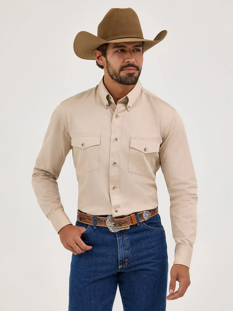 CLMP3482T-L-Desert Mens Shirt Wrangler L/S Classic Fit