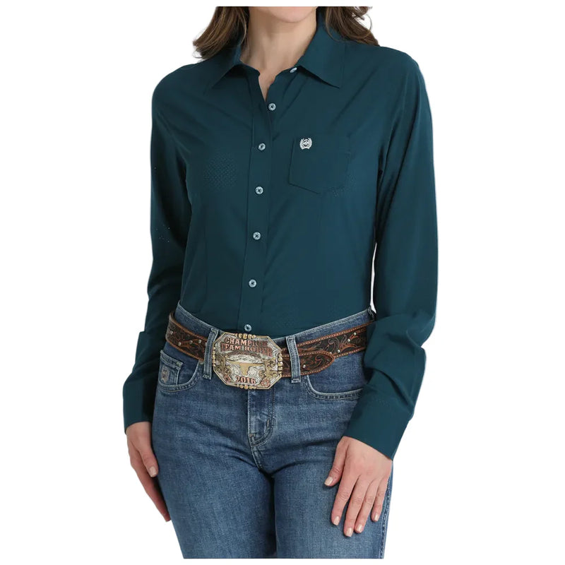 CLMSW9164272- Ladies Cinch Arena Flex Button Up- Teal