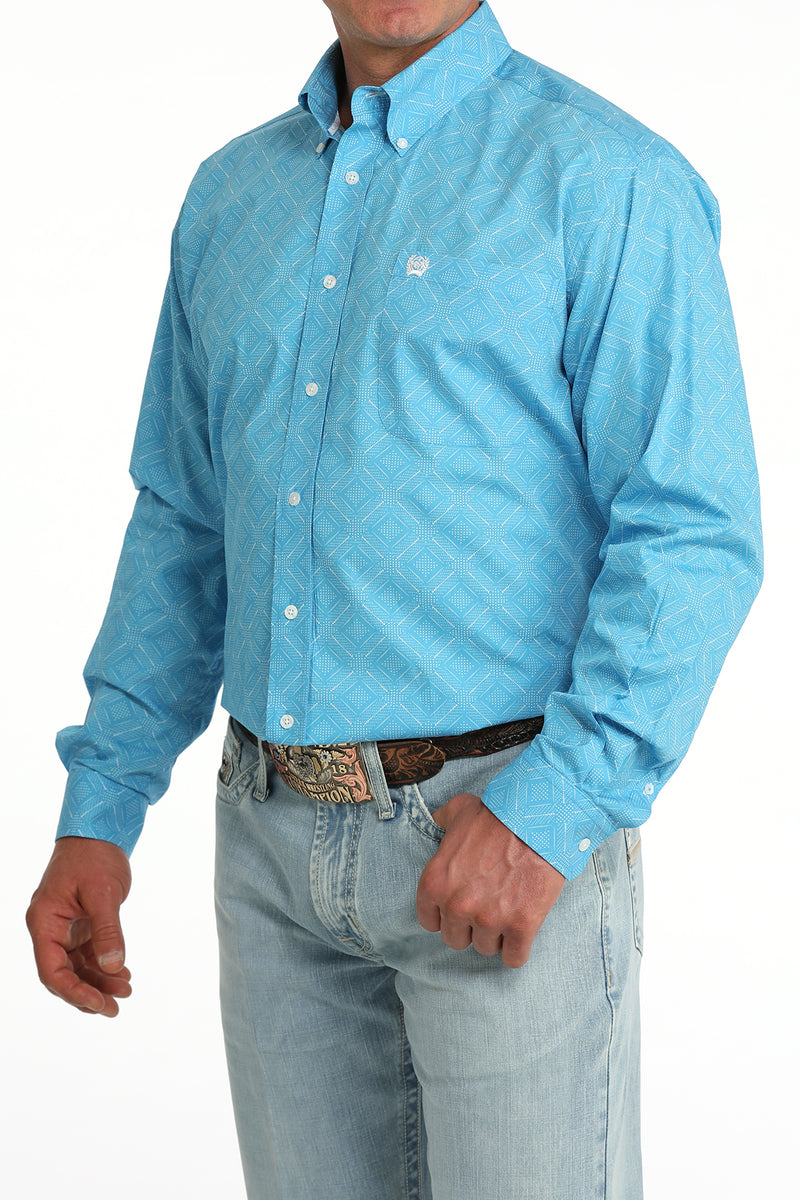 CLMTW1106086 Cinch Mens L/S Button- Blue Print