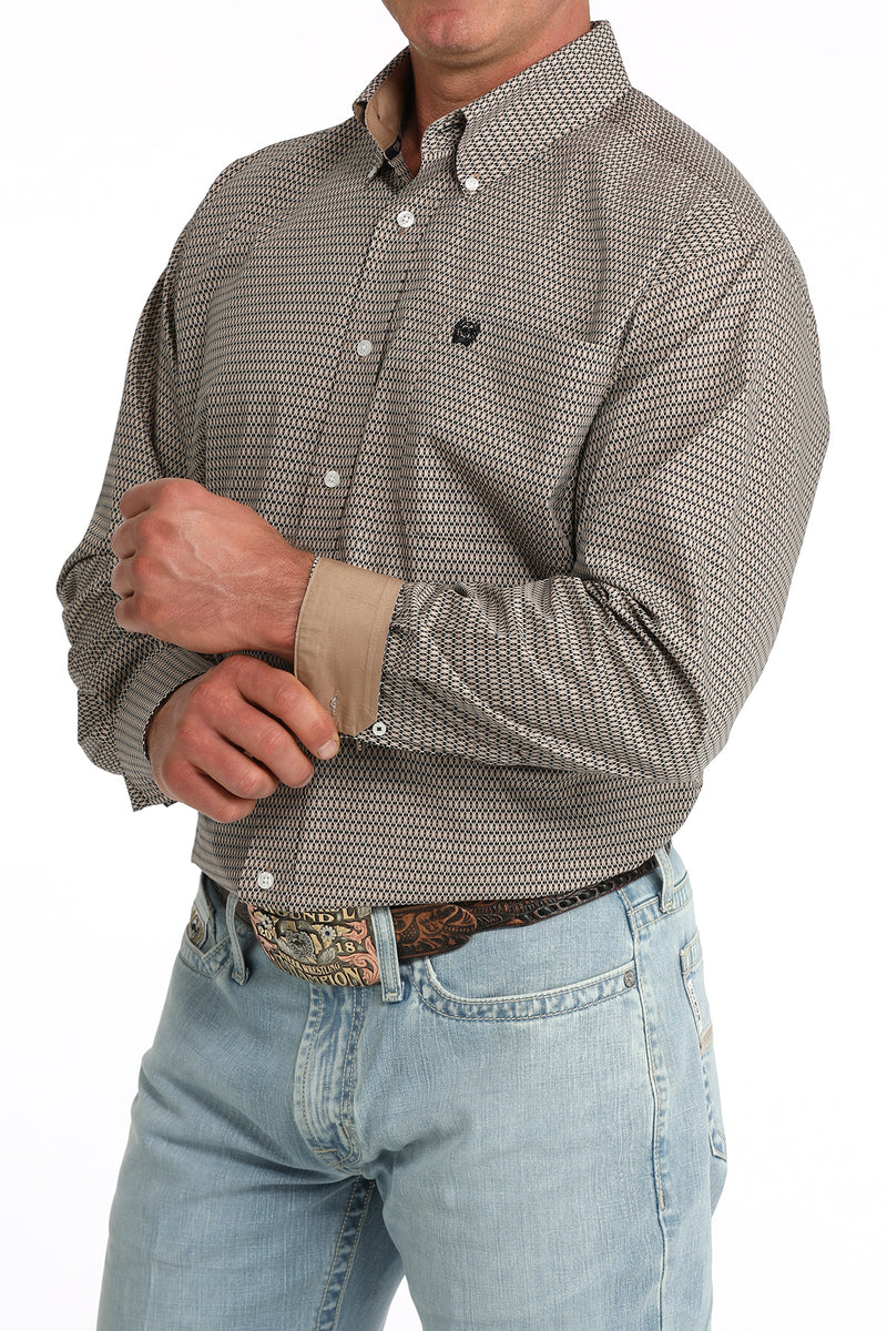 CLMTW1106089 Cinch Mens L/S Button- Khaki Print