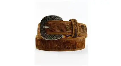 CL23133BE8-32-Brown Belt Mens Red Dirt Roughout w/Basketweave Billets