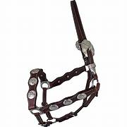 TKLH3549--Dark Leather Show Halter Full size w/Conchos