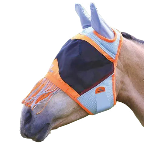 TKACC317-COB-Orange Fly Mask w/Ears & Fringe