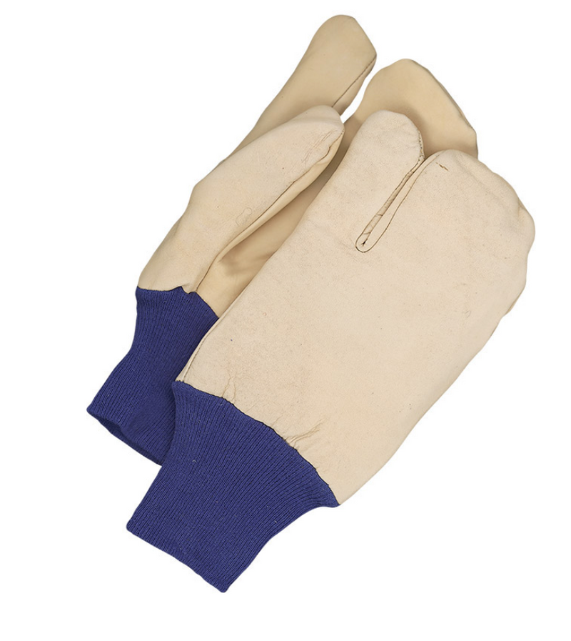 CL50-9-4211--L Grain Leather Mitt Lined 1-Finger Knitwrist Cuff